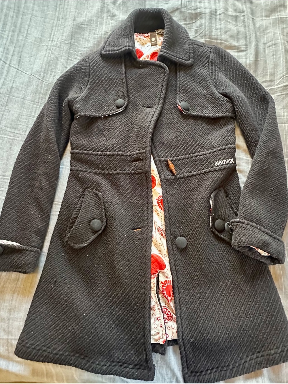 Element Black Women's Trench Coat with Floral Lining